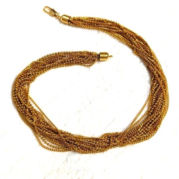 Vintage Multi Chain Goldtone Choker Style Necklace 20" Long - Picture 5 of 9